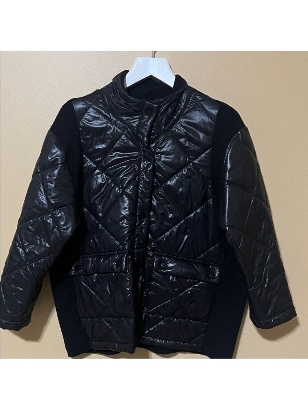 Elliott Lauren Black Quilted Bomber Jacket